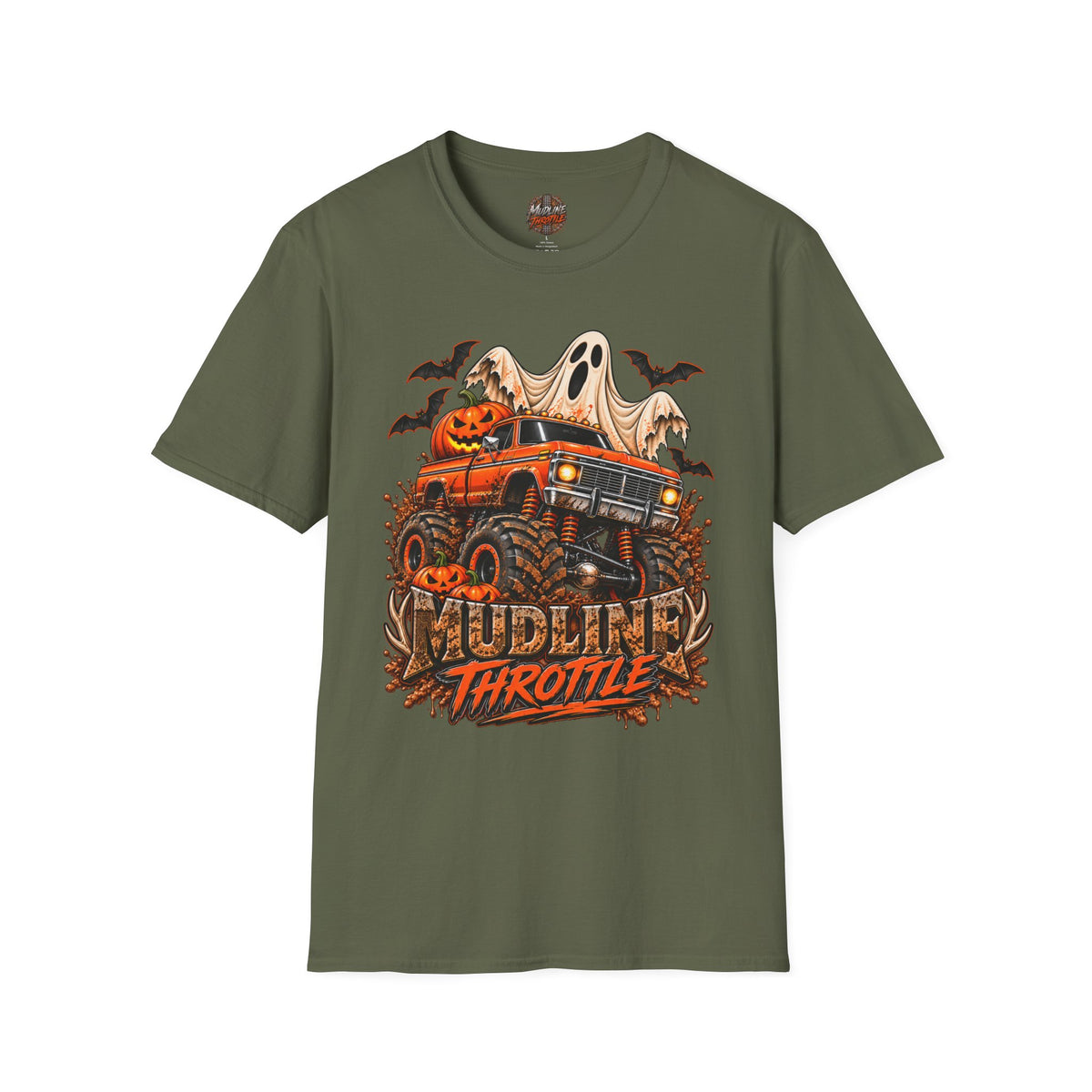 Halloween Monster Truck T-Shirt — Ghost, Pumpkins & Bats Graphic Tee