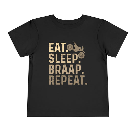 Toddler Tee - "Eat. Sleep. Braap. Repeat." Dirt Bike Graphic