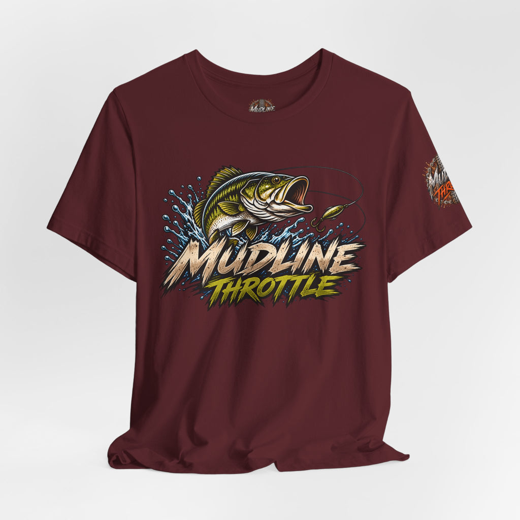 Fishing Graphic Tee — "Mudline Throttle" Bass Illustration