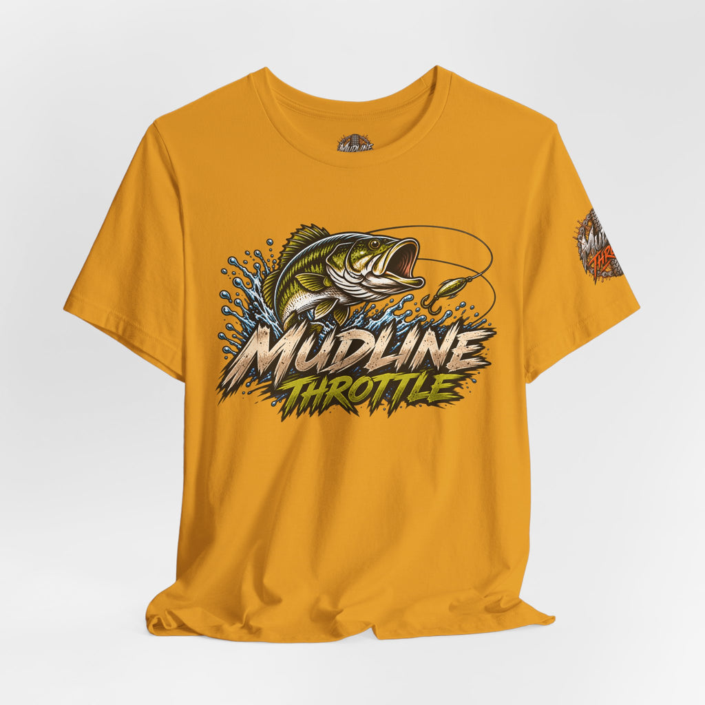Fishing Graphic Tee — "Mudline Throttle" Bass Illustration
