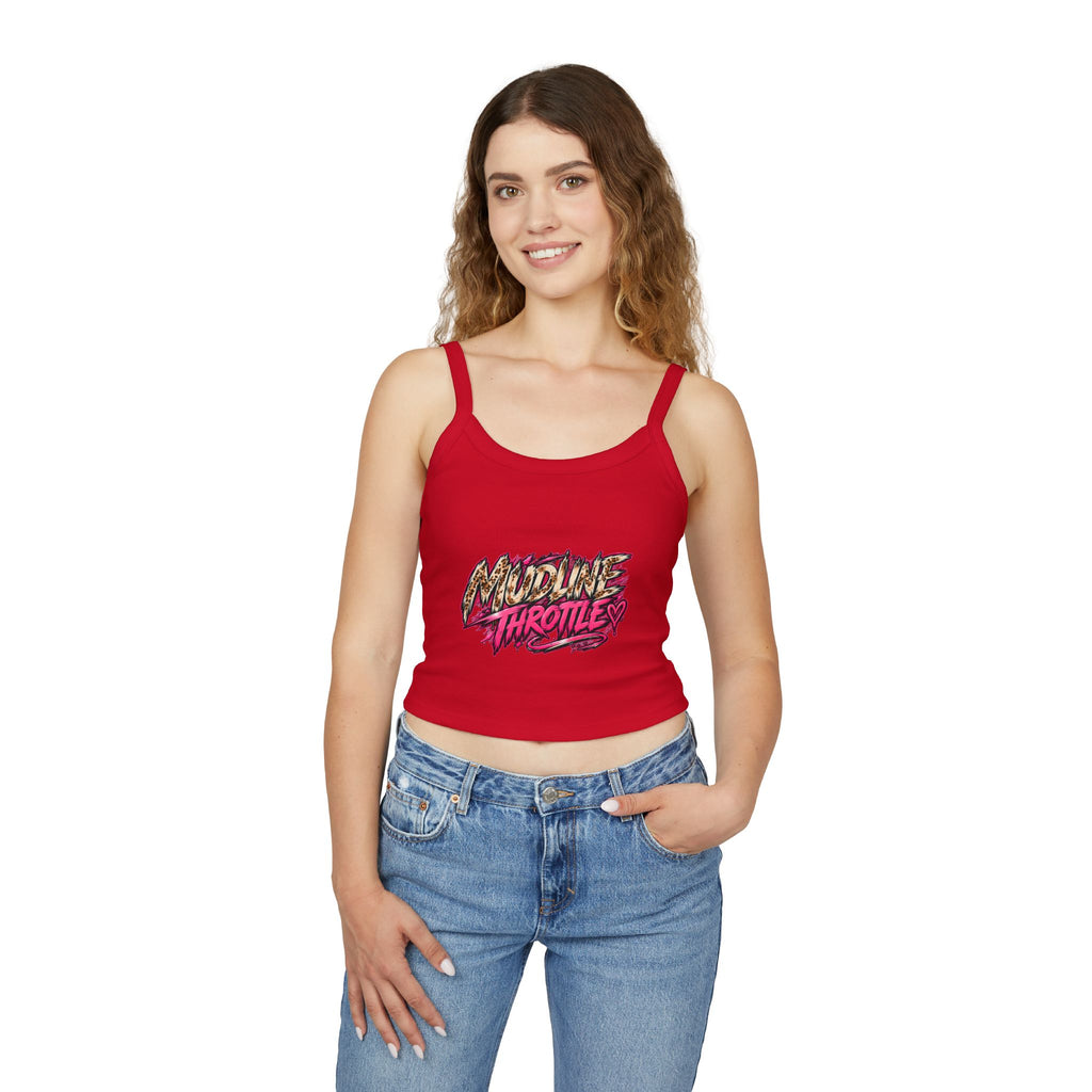 Spaghetti Tank - 'Midline Throttle' Bold Graphic Crop Top