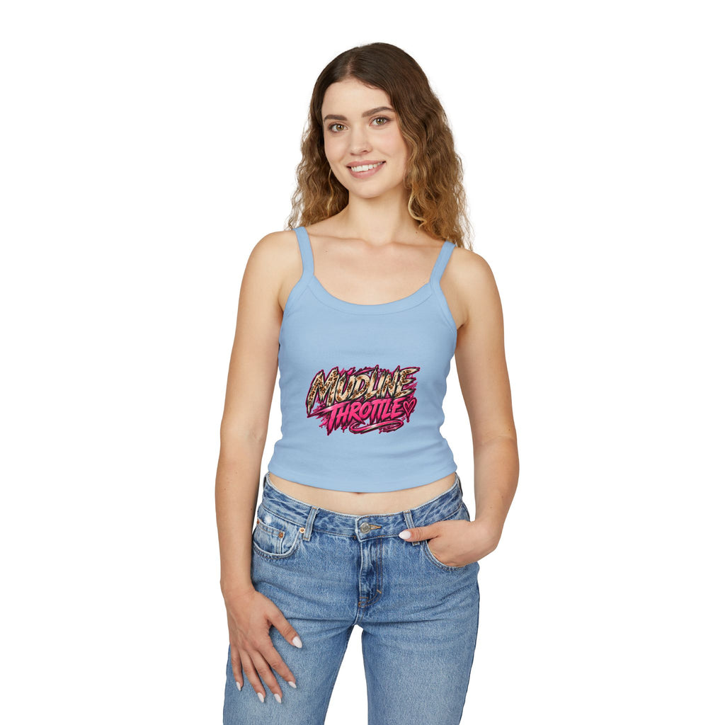 Spaghetti Tank - 'Midline Throttle' Bold Graphic Crop Top