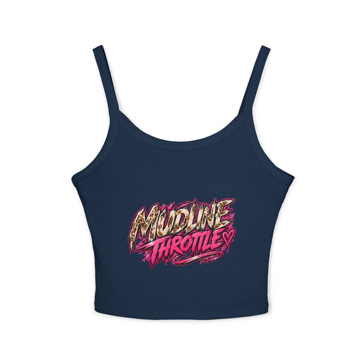 Spaghetti Tank - 'Midline Throttle' Bold Graphic Crop Top