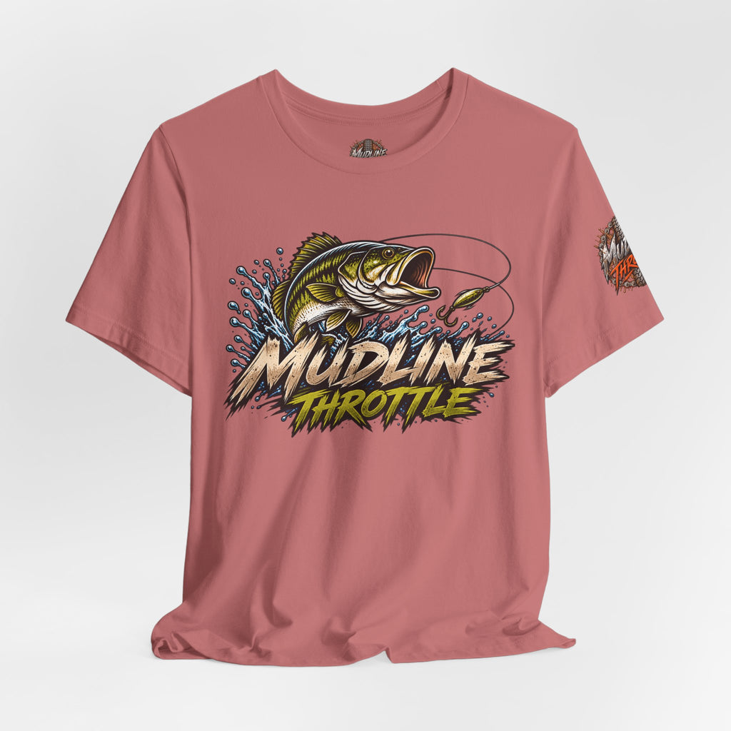 Fishing Graphic Tee — "Mudline Throttle" Bass Illustration