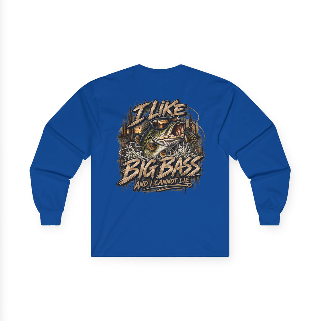 I Like Big Bass Long Sleeve Tee — Fishing Graphic Shirt
