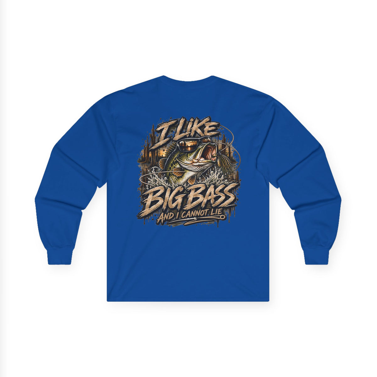 I Like Big Bass Long Sleeve Tee — Fishing Graphic Shirt