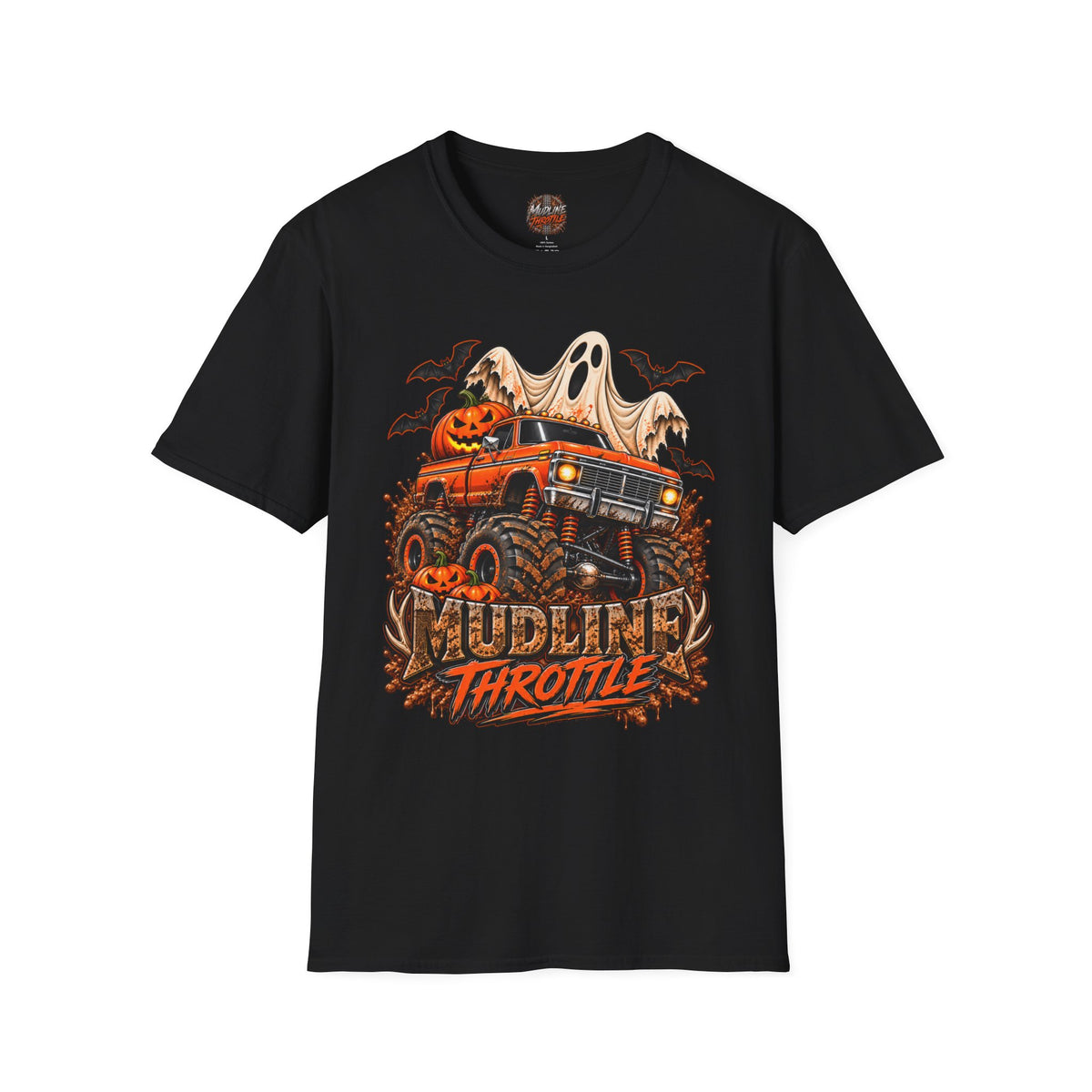 Halloween Monster Truck T-Shirt — Ghost, Pumpkins & Bats Graphic Tee