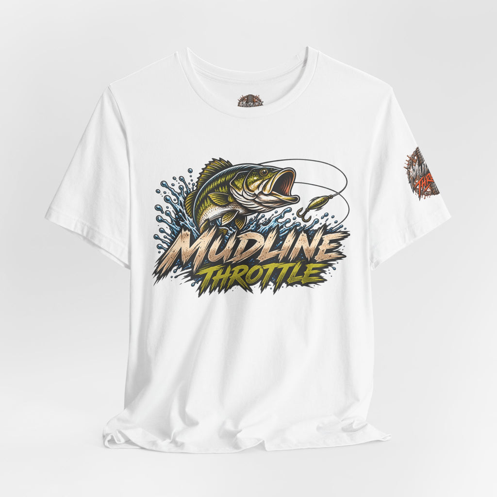 Fishing Graphic Tee — "Mudline Throttle" Bass Illustration