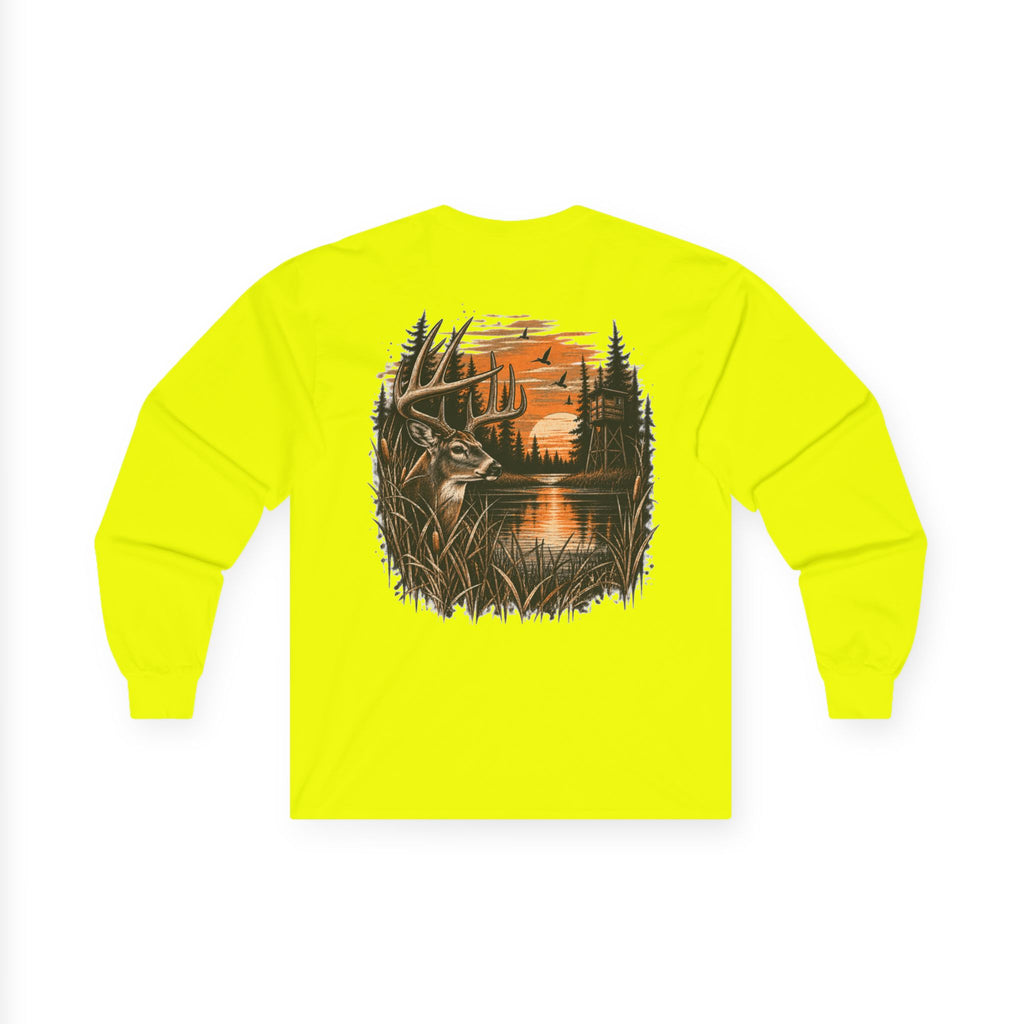 Deer Sunset Long Sleeve Tee – Woodland Hunting Scene