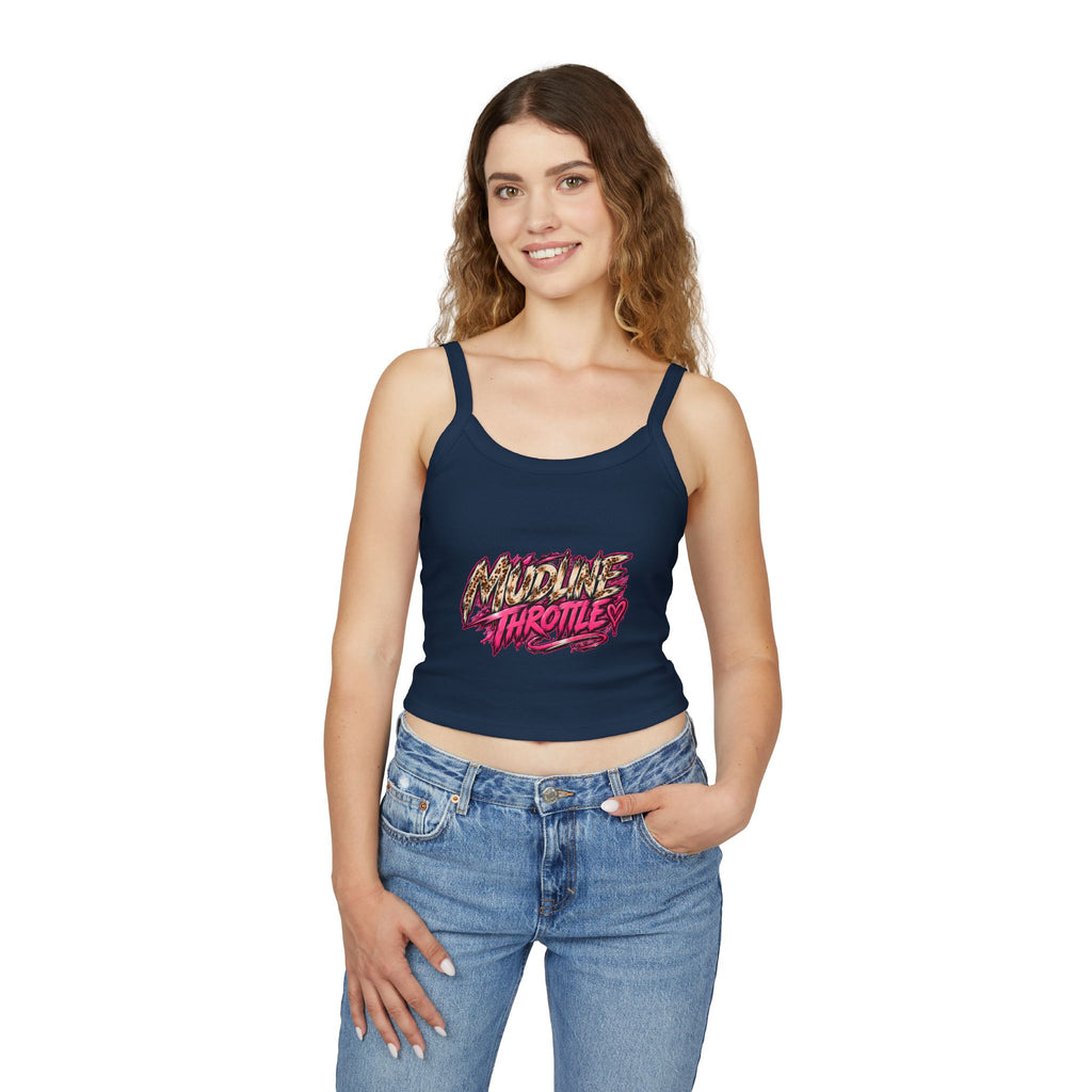 Spaghetti Tank - 'Midline Throttle' Bold Graphic Crop Top