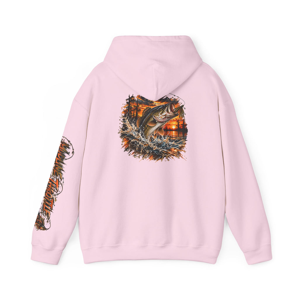 Fishing Hoodie – Largemouth Bass Sunset Graphic Hooded Sweatshirt