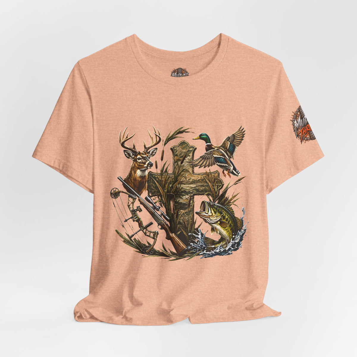 Outdoor Hunting & Fishing T-Shirt — Deer, Duck & Bass Graphic