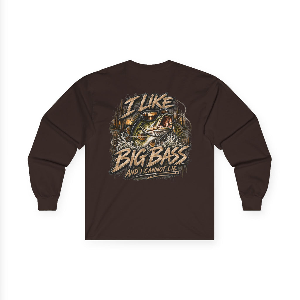 I Like Big Bass Long Sleeve Tee — Fishing Graphic Shirt