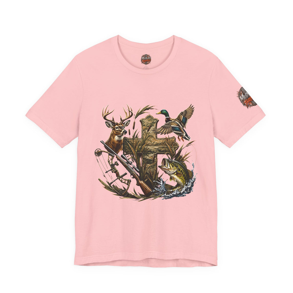Outdoor Hunting & Fishing T-Shirt — Deer, Duck & Bass Graphic
