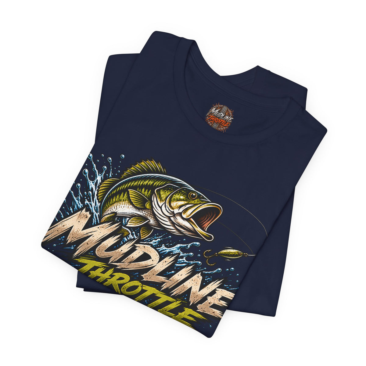 Fishing Graphic Tee — "Mudline Throttle" Bass Illustration