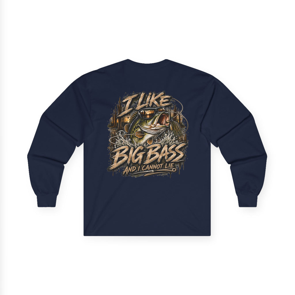 I Like Big Bass Long Sleeve Tee — Fishing Graphic Shirt