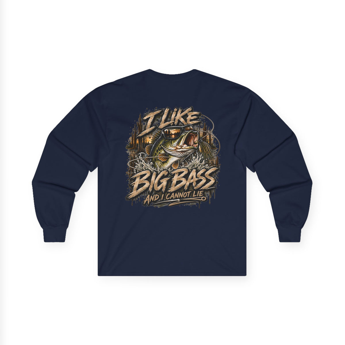I Like Big Bass Long Sleeve Tee — Fishing Graphic Shirt
