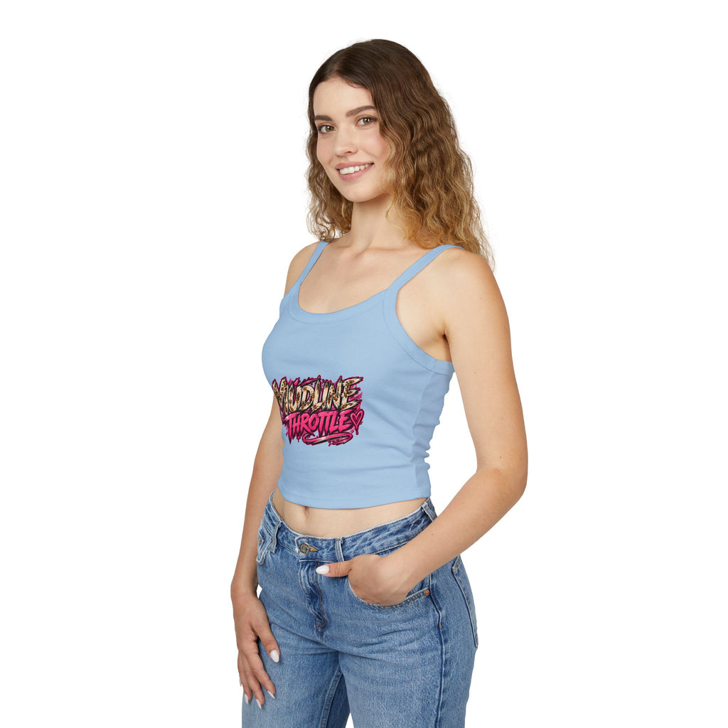 Spaghetti Tank - 'Midline Throttle' Bold Graphic Crop Top