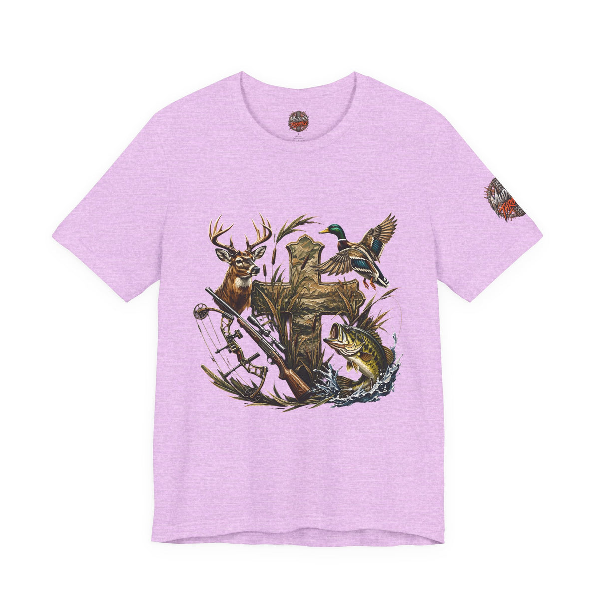 Outdoor Hunting & Fishing T-Shirt — Deer, Duck & Bass Graphic