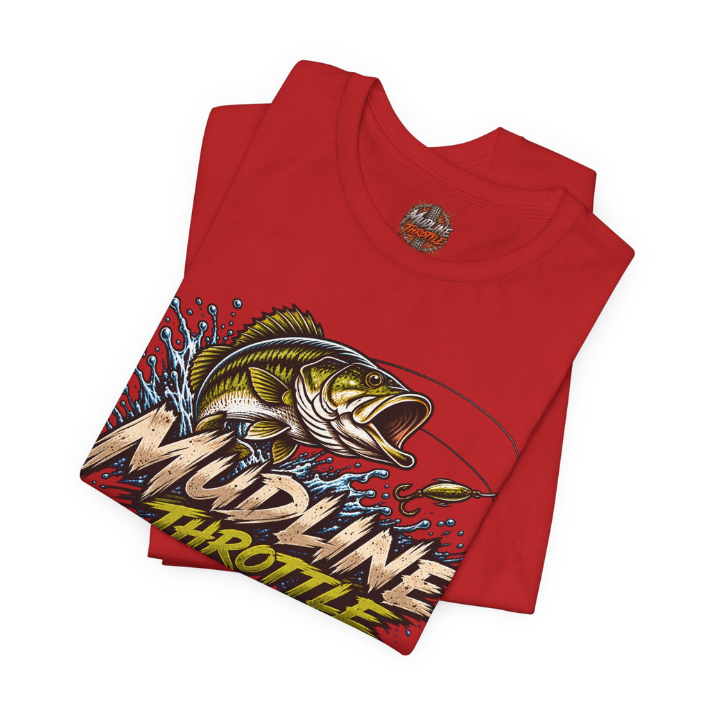 Fishing Graphic Tee — "Mudline Throttle" Bass Illustration