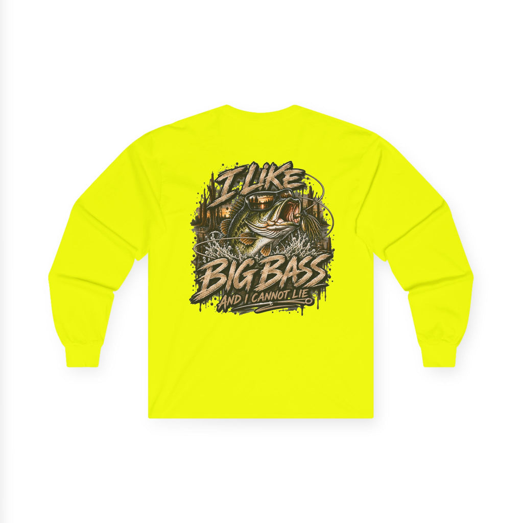 I Like Big Bass Long Sleeve Tee — Fishing Graphic Shirt