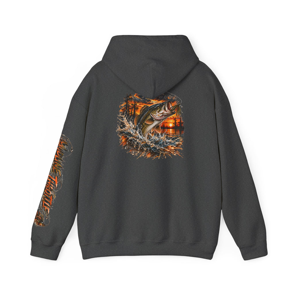 Fishing Hoodie – Largemouth Bass Sunset Graphic Hooded Sweatshirt