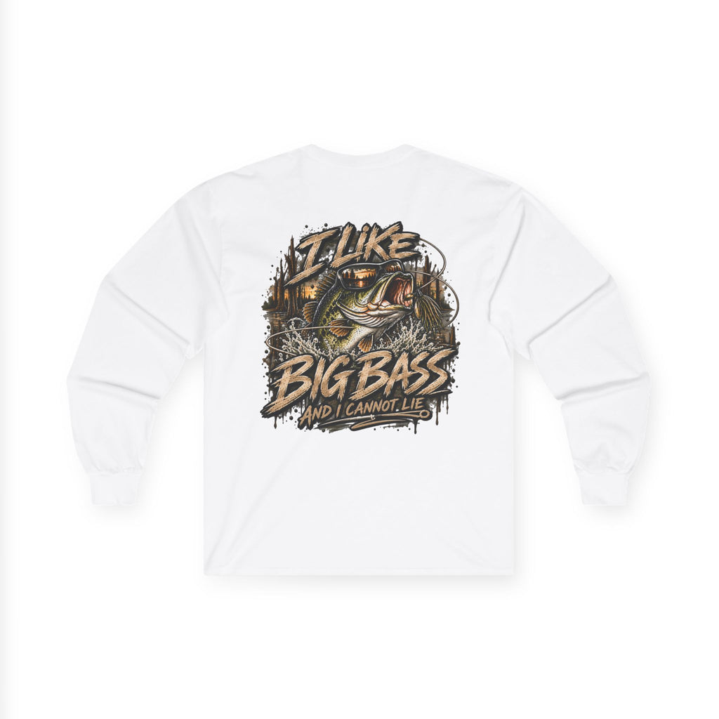 I Like Big Bass Long Sleeve Tee — Fishing Graphic Shirt