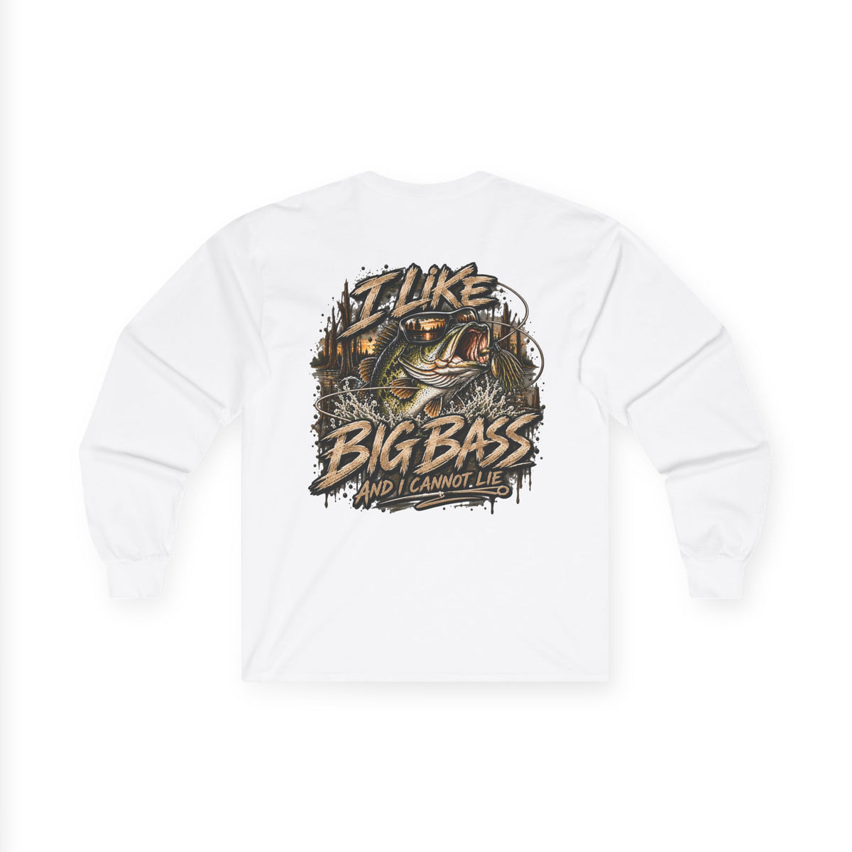 I Like Big Bass Long Sleeve Tee — Fishing Graphic Shirt
