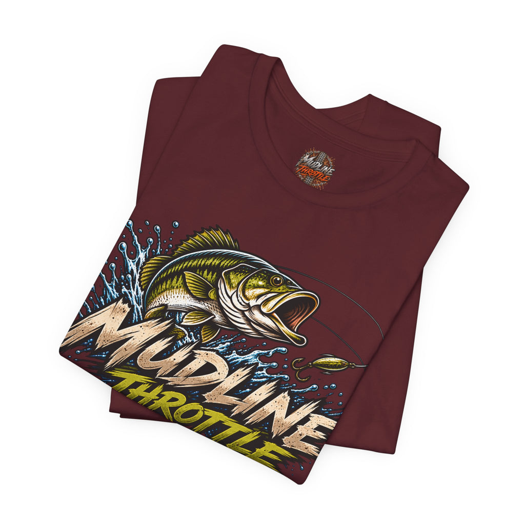 Fishing Graphic Tee — "Mudline Throttle" Bass Illustration