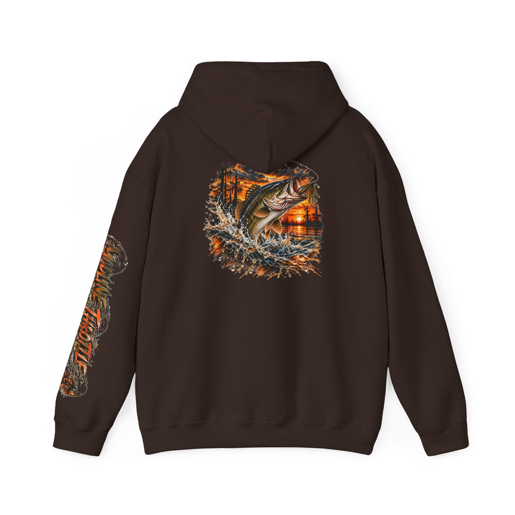 Fishing Hoodie – Largemouth Bass Sunset Graphic Hooded Sweatshirt
