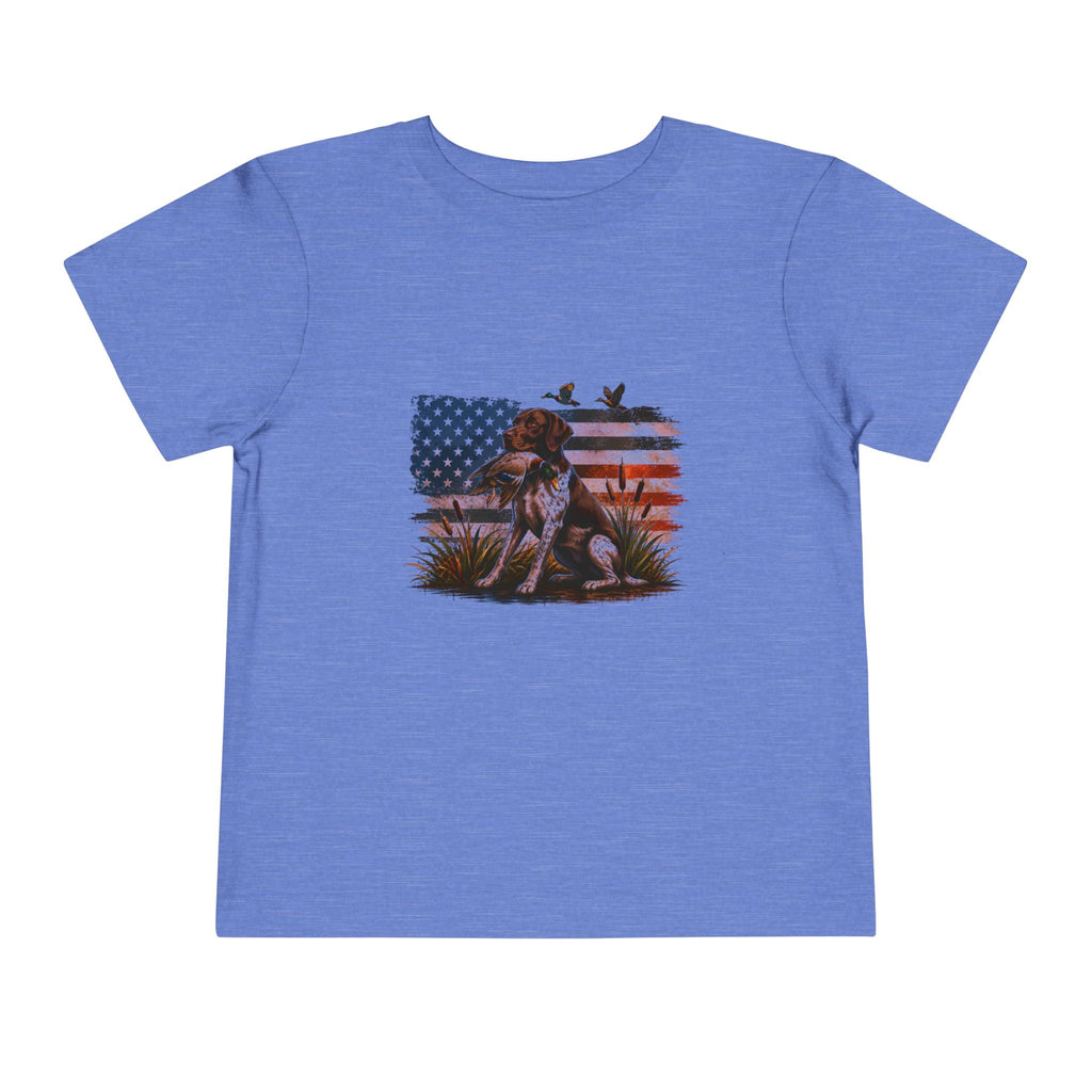 Toddler Tee — Patriotic Hunting Dog American Flag Graphic