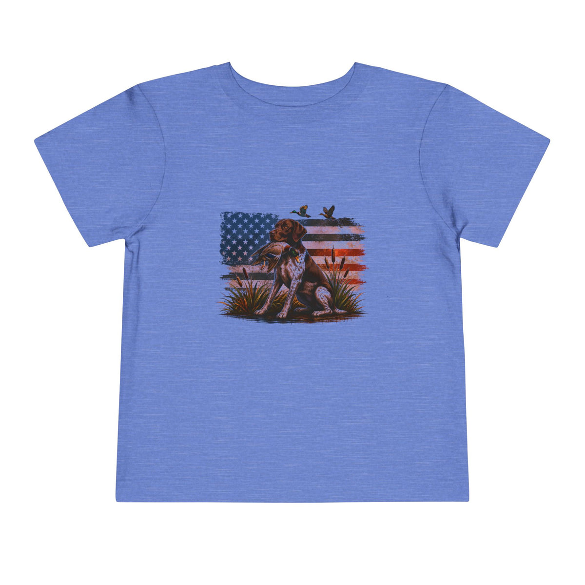 Toddler Tee — Patriotic Hunting Dog American Flag Graphic