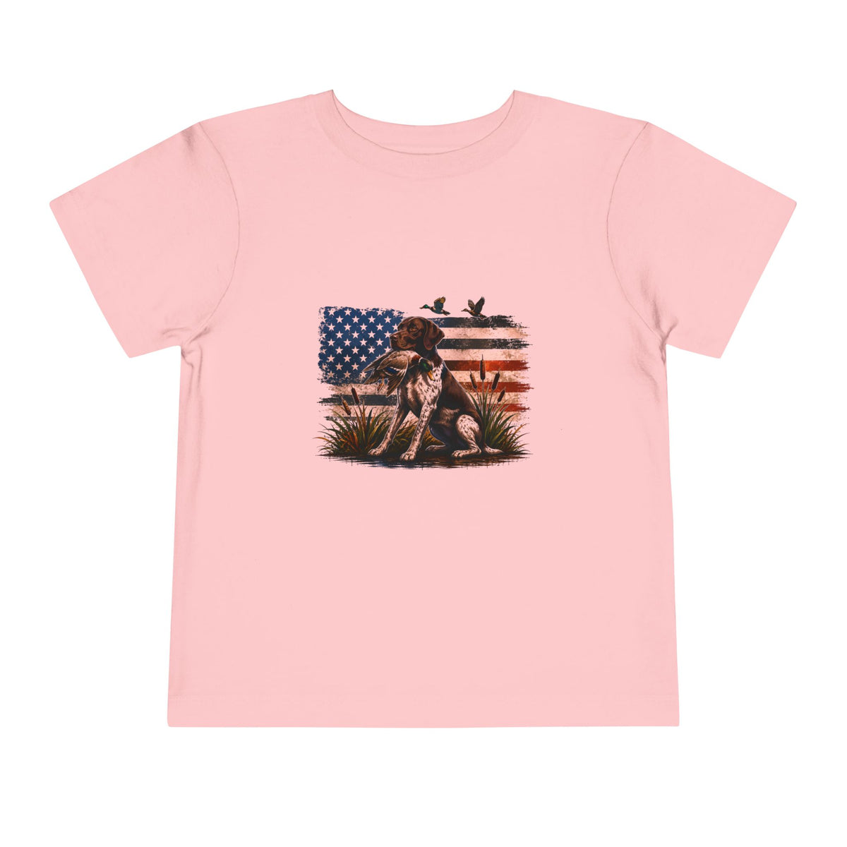 Toddler Tee — Patriotic Hunting Dog American Flag Graphic
