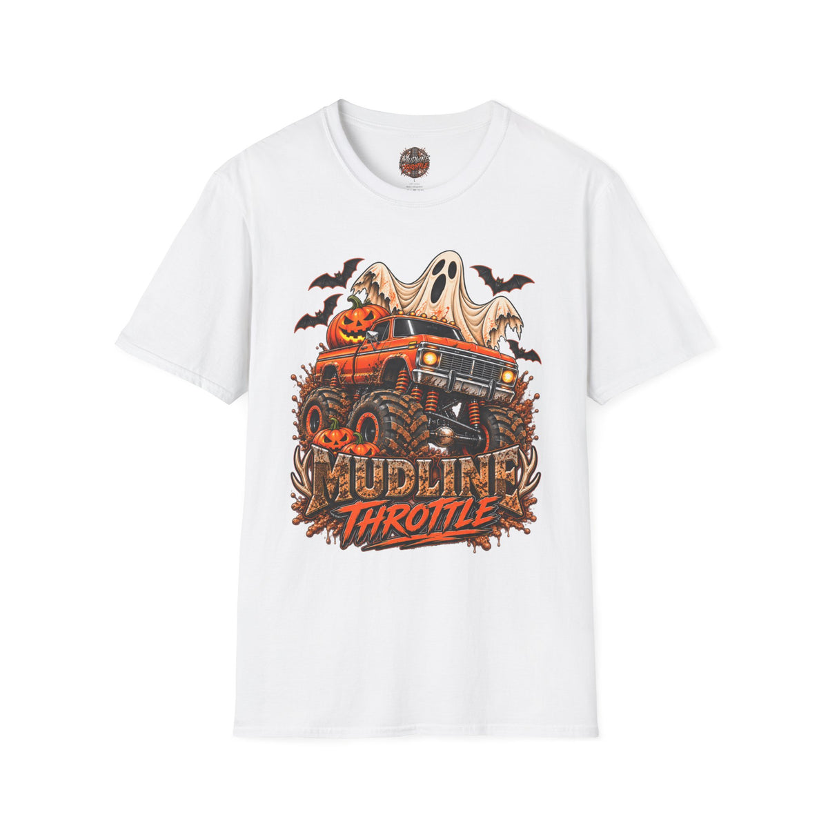 Halloween Monster Truck T-Shirt — Ghost, Pumpkins & Bats Graphic Tee