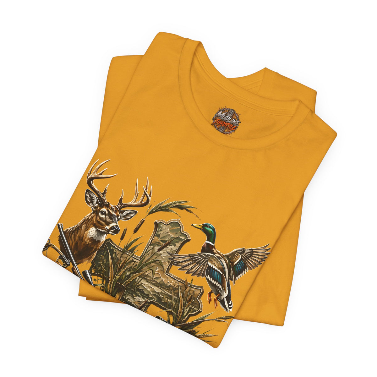 Outdoor Hunting & Fishing T-Shirt — Deer, Duck & Bass Graphic