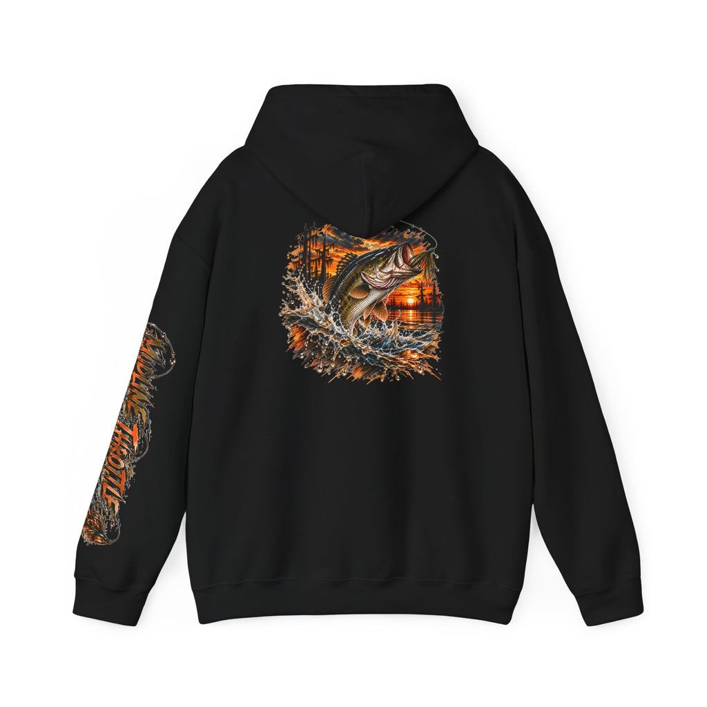 Fishing Hoodie – Largemouth Bass Sunset Graphic Hooded Sweatshirt