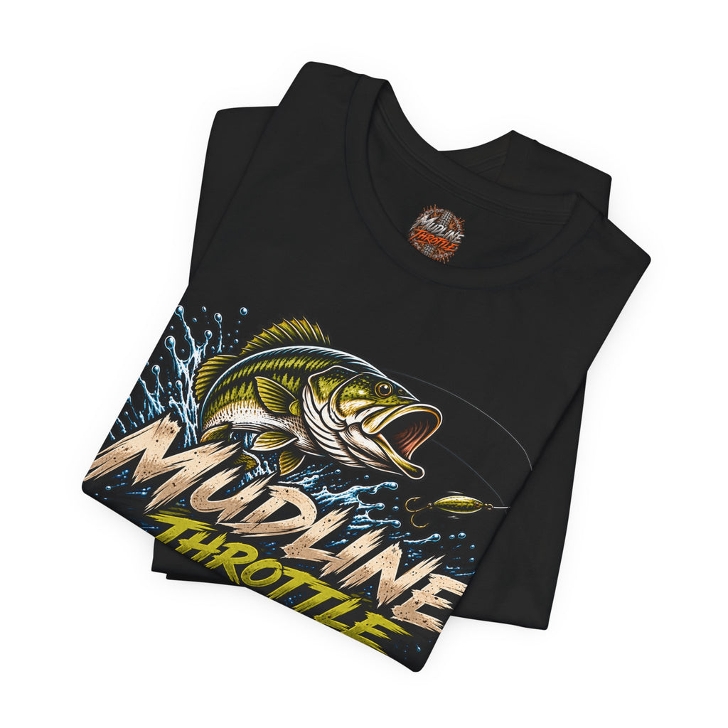 Fishing Graphic Tee — "Mudline Throttle" Bass Illustration