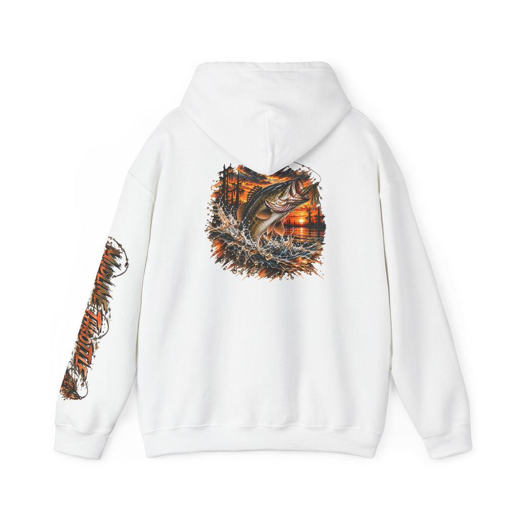 Fishing Hoodie – Largemouth Bass Sunset Graphic Hooded Sweatshirt