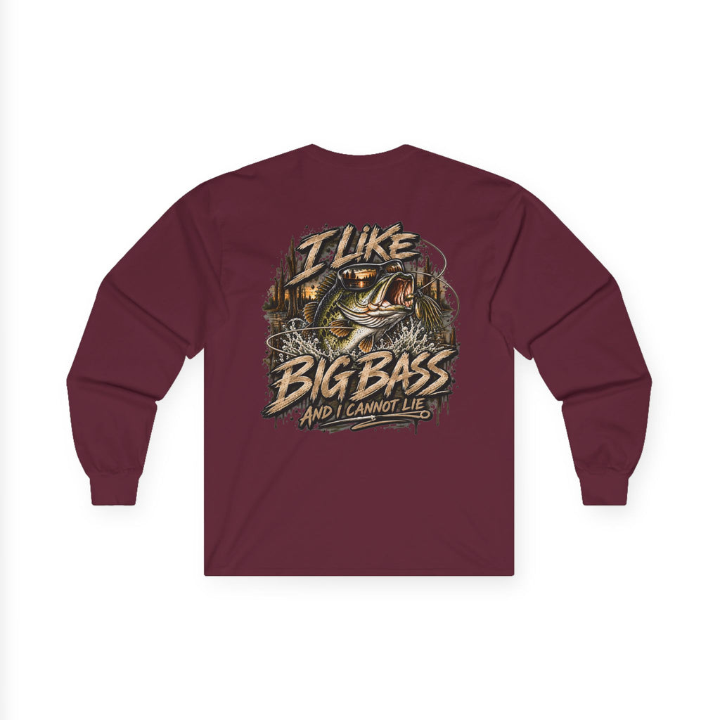 I Like Big Bass Long Sleeve Tee — Fishing Graphic Shirt