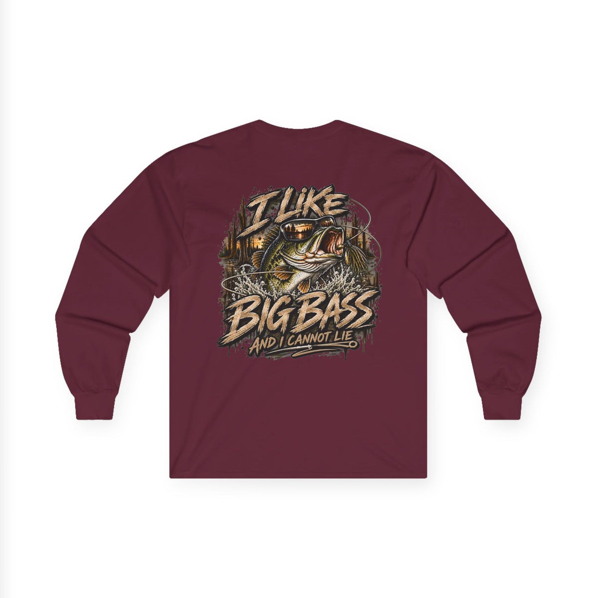I Like Big Bass Long Sleeve Tee — Fishing Graphic Shirt