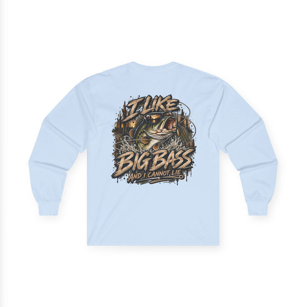 I Like Big Bass Long Sleeve Tee — Fishing Graphic Shirt