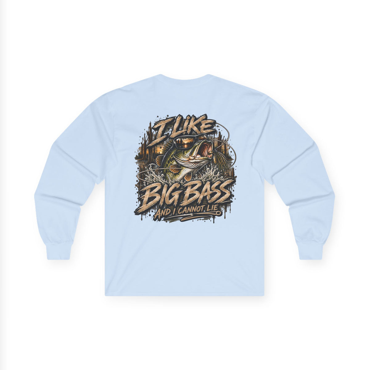 I Like Big Bass Long Sleeve Tee — Fishing Graphic Shirt