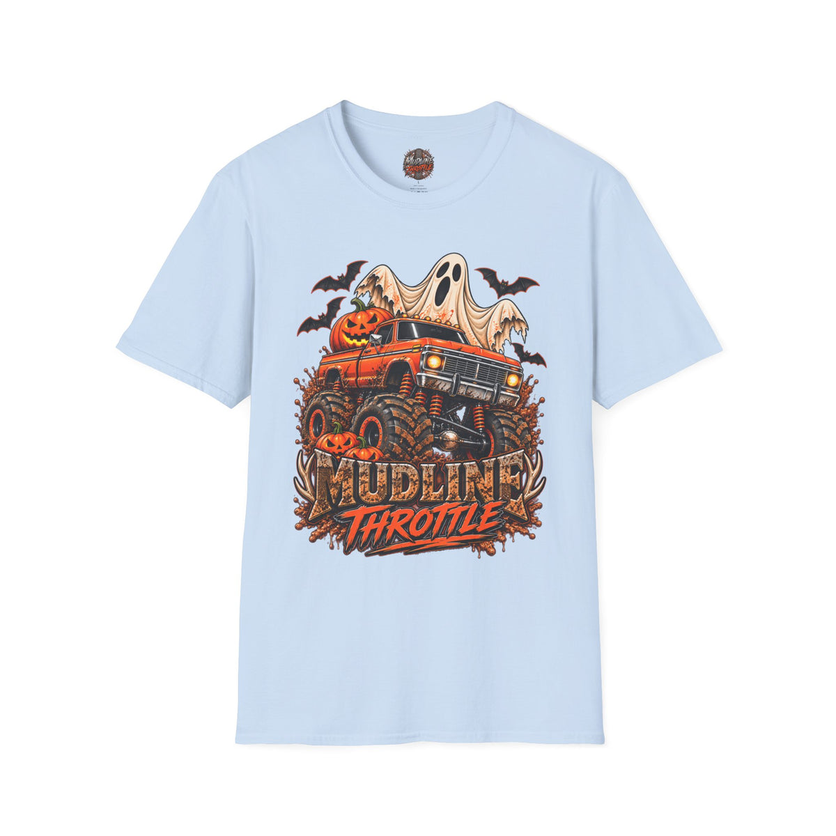 Halloween Monster Truck T-Shirt — Ghost, Pumpkins & Bats Graphic Tee