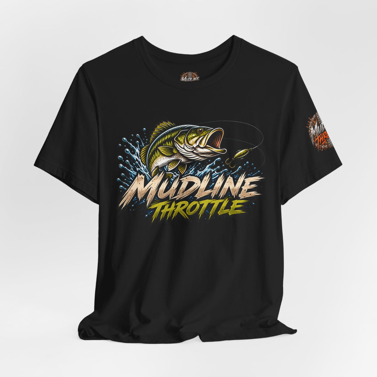 Fishing Graphic Tee — "Mudline Throttle" Bass Illustration