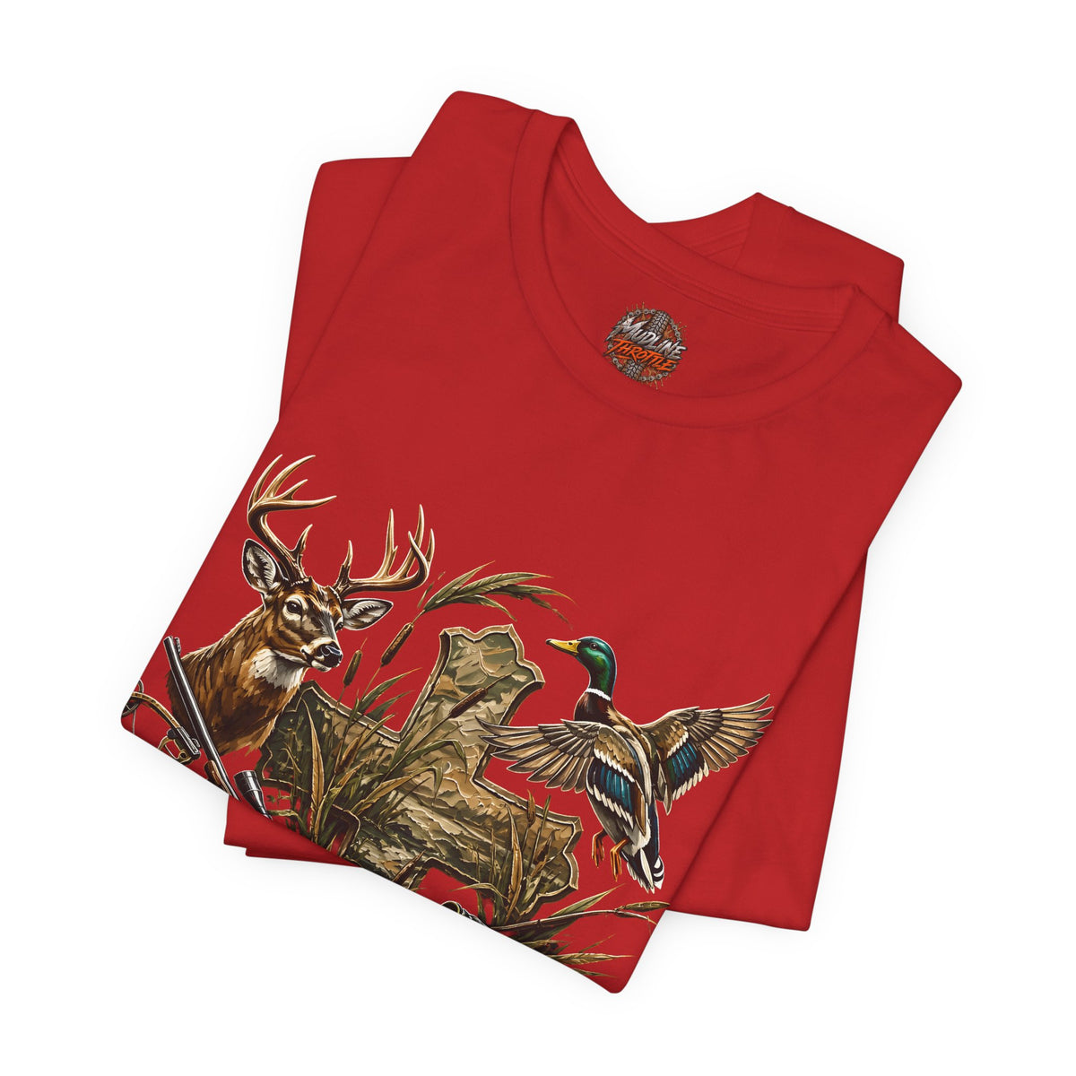 Outdoor Hunting & Fishing T-Shirt — Deer, Duck & Bass Graphic