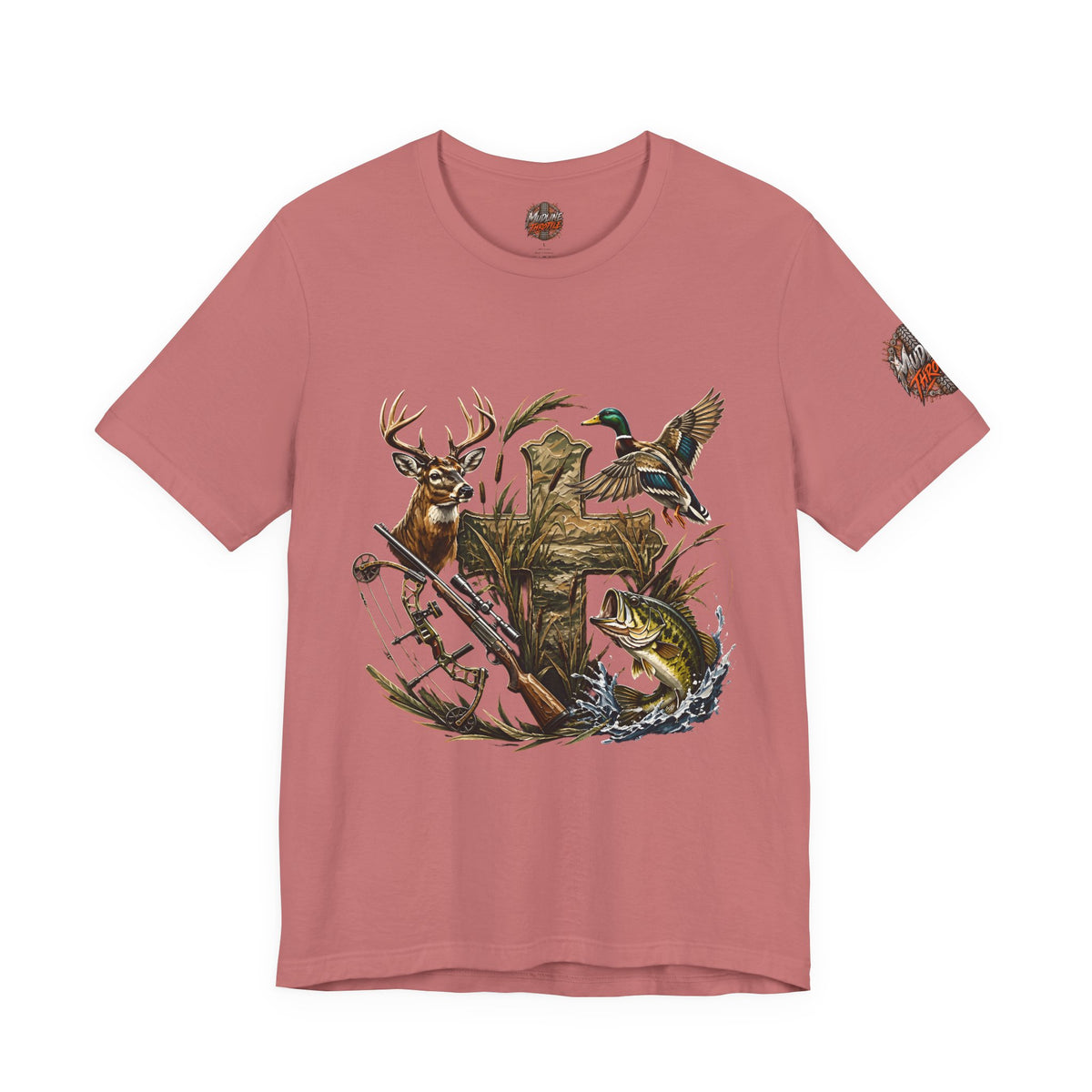 Outdoor Hunting & Fishing T-Shirt — Deer, Duck & Bass Graphic