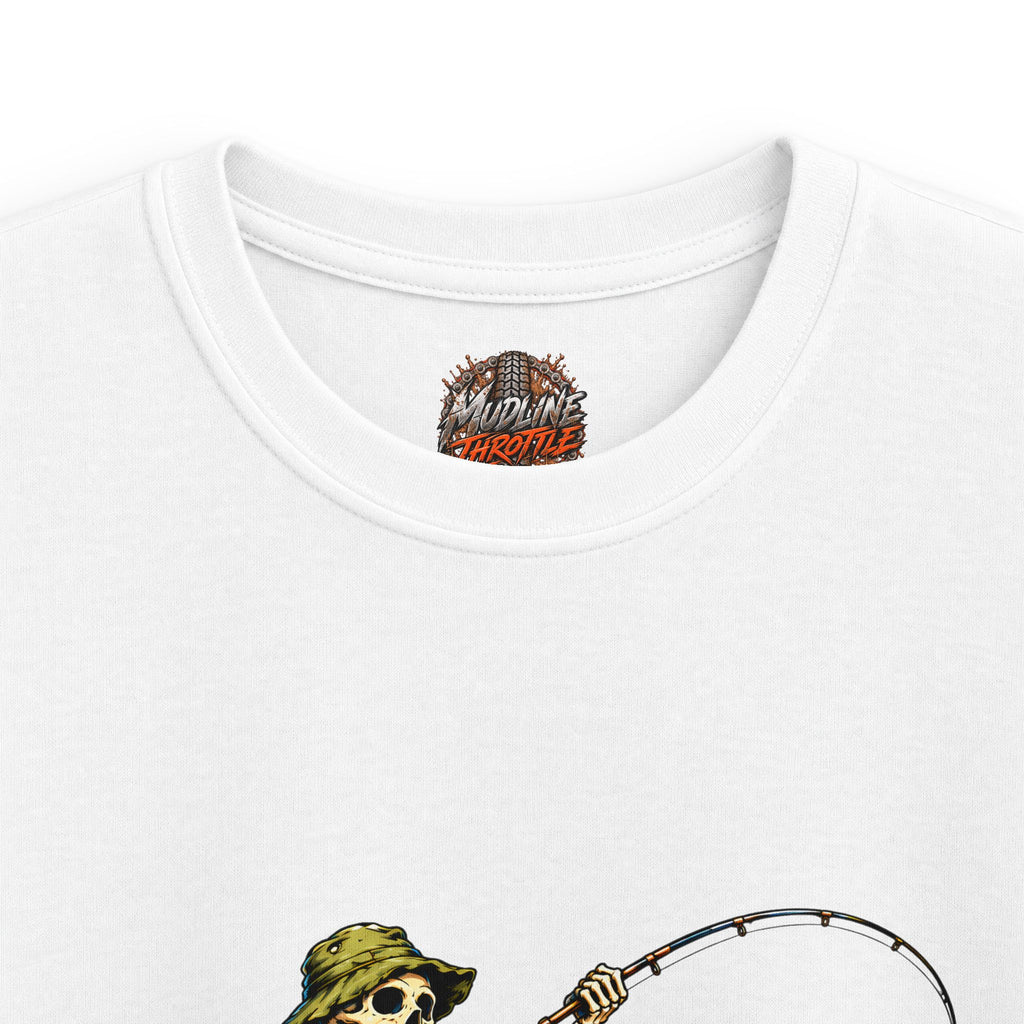 Kids Tee — Skeleton Fisher Riding Giant Fish Graphic