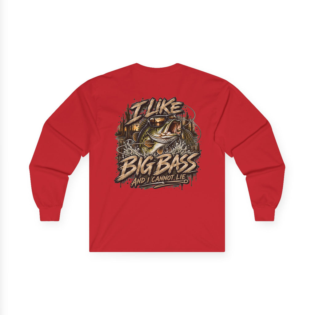 I Like Big Bass Long Sleeve Tee — Fishing Graphic Shirt