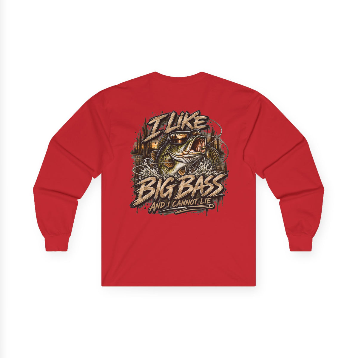 I Like Big Bass Long Sleeve Tee — Fishing Graphic Shirt