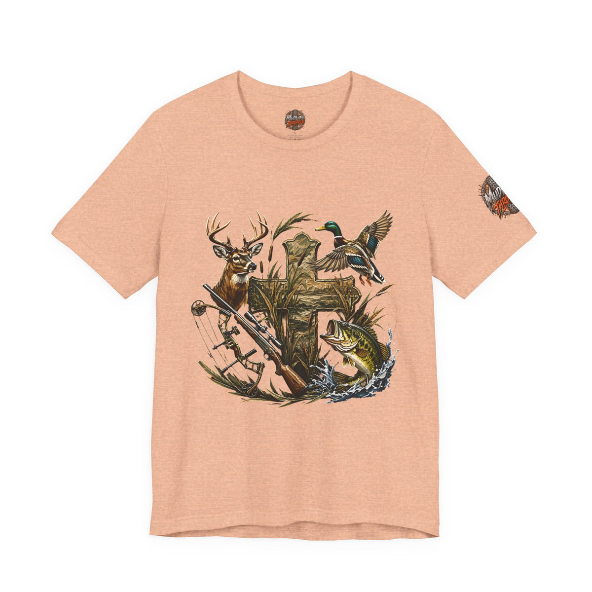 Outdoor Hunting & Fishing T-Shirt — Deer, Duck & Bass Graphic